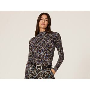 Scotch & Soda Floral Printed Mock Neck Top - Size Medium